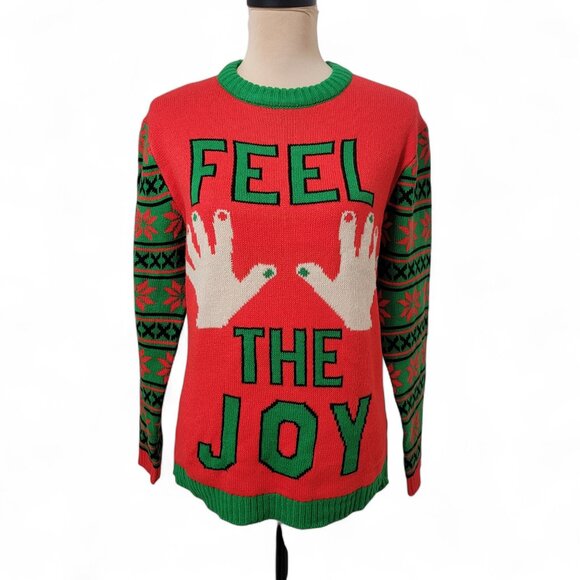 Funny / Ugly Christmas Sweater, Size M "Feel The Joy", Excellent Used Condition - Picture 1 of 10